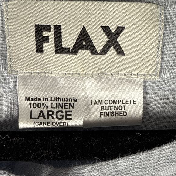 FLAX 2 Piece Light Blue Button Front Linen Jacket Shirt & Tank Women's Sz Large - Picture 4 of 10